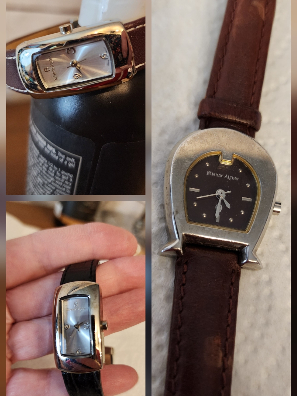Etienne Aigner Brown Leather Strap Womens Watches Lot Of 3